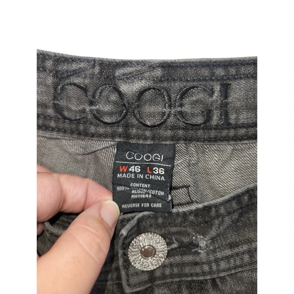Coogi Jeans Men 46x36 Black Embroidered Logo Denim Streetwear Hip Hop Baggy‎